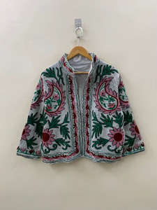 Chaqueta Bomber de Algodón Bordada a Mano para Mujer, Transpirable, Estilo Bohemio, Precio al por Mayor - Product Image 1