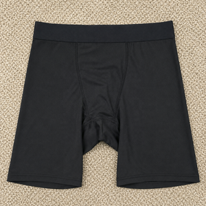 Men High-Rise Solid <b>Black</b> Polyester Breathable Quick Dry Machine-Washable <b>Boxer</b> Briefs Seamless Knitted Underwear - Product Image 1