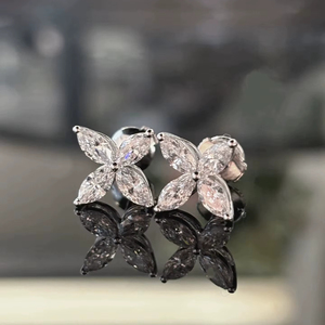 ZAWO HOUSE Marquise <b>Earrings</b> Gift for Girls VVS1 Lab Grown Diamond Sterling <b>Silver</b> Filled Brilliant Cut Luxury <b>Stud</b> <b>Earrings</b> - Product Image 1