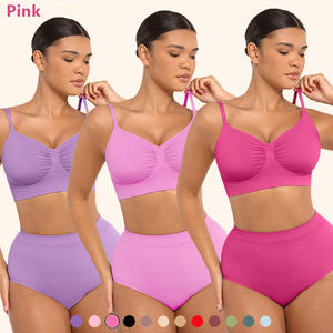 Custom Plus Size Breathable Hide Back Fat Wireless Women's Seamless High-Rise <b>Bra</b> Set Butt Lifter Shapewear <b>Bra</b> - Product Image 2