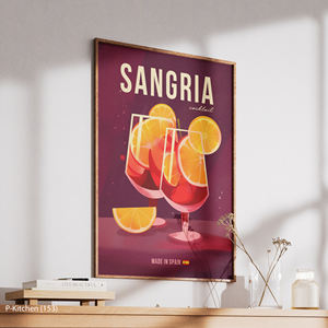 Impression sur toile pour cuisine, affiche illustrative de cocktail Sangria, décoration murale moderne sur le thème des boissons - Product Image 3
