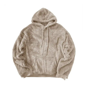 Customized Sherpa Fluffy <b>Fleece</b> 100% Cotton Loose Fit Heavyweight <b>Thick</b> Fur Pullover Hoodies for <b>Men</b> and Women Winter - Product Image 5