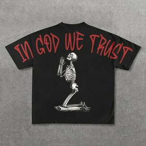 Custom Y2K Men Oversized Graphic T <b>Shirt</b> Vintage Washed <b>Lion</b> Warrior Print Streetwear Heavyweight Cotton Short Sleeve Tee - Product Image 2