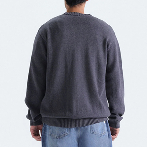 Pull en maille à col rond pour homme, couleur unie, coupe classique, pull décontracté pour l'automne, 100% coton, pulls pour hommes - Product Image 5