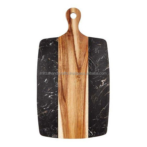 Bois d'acacia avec planche à découper en marbre blanc et marron avec poignée Produits de haute qualité - Product Image 6