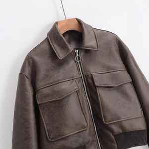 แจ็คเก็ตหนังแท้คุณภาพสูง คลาสสิก ทนทาน ไม่ตกยุค สง่างาม มีสไตล์  แบบด้านและแบบเงา - Product Image 4