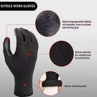 Gant de travail en tricot enduit de PU noir, respirant, antidérapant, imperméable, antistatique, sans silicone, durable pour l'industrie manufacturière