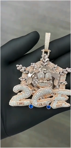 Colgante Personalizado Estilo Trap House con Incrustaciones de Moissanita VVS Bicolor, Cadena de Moissanita, Tendencia, Superventas, Hip Hop, Bling, Lujo, Pieza Destacada, OEM - Product Image 2