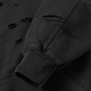 Sweat-shirt à capuche noir surdimensionné pour homme, design découpé, en molleton French Terry, coupe classique, vêtement décontracté d'automne - Product Image 5