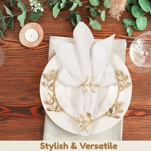 Anneaux de serviette en feuille d'or pour la décoration de table de mariage - Product Image 6