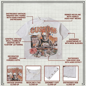 T-shirt surdimensionné à manches courtes pour homme, imprimé crâne casino, style streetwear, en coton, col rond, coupe jersey - Product Image 6