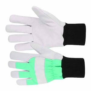 Gants de travail unisexes en cuir de chèvre haute visibilité avec doublure en polaire fluorescente pour la sécurité des mains, gants de jardinage personnalisables avec logo - Product Image 5