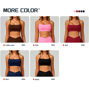 Sujetador Deportivo de Primera Clase para Mujer, Cuello Cuadrado, Tirantes Finos, Soporte Medio, Color Sólido, Ropa Deportiva para Yoga, Color Rojo, Sujetador Deportivo para Fitness - Product Image 5