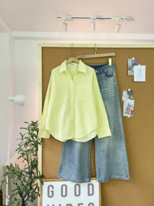 L841 Women's Striped <b>Long</b> Sleeve Shirt Relaxed Fit Soft Cotton Linen Blend Button Down Casual Pocket Blouse <b>Top</b> - Product Image 2