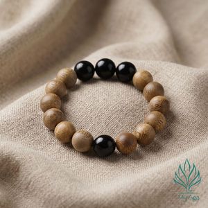 Pulseras de Coral Negro en Oferta, Joyería de Agarwood SB-0013-12 con 4 Cuentas de Coral en la Parte Posterior, 12 Cuentas de Agarwood Naturales, Unisex - Product Image 1