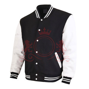 Top Quality Black <b>White</b> Letterman <b>Jacket</b> Contrast Sleeves Premium Stitching Modern Street Style Outfit - Product Image 2