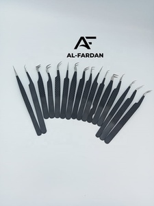 Matte Black Color Eyelash Extension Tweezers Set All Shapes Diamond Grip with Custom Brand Name Volume Lash Fiber Tip Tweezer - Product Image 3