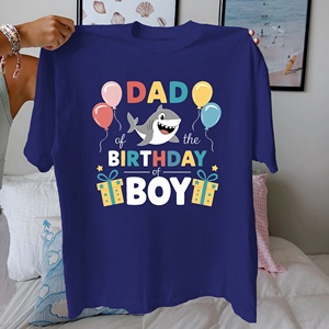 Shark DAD anniversaire garçon imprimé t-shirt pour femmes confort Fit Style décontracté 100% pur coton tricoté tissu - Product Image 2