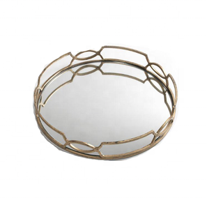 Plateau moderne de luxe avec miroir nickelé pour la décoration de table et de salle à manger en métal avec miroir fournitures de plateau de service - Product Image 4