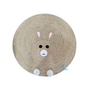 Vietrustic Trending Cheerful <b>Rustic</b> Kids <b>Rug</b> Handmade Seagrass Water Hyacinth Woven Striped Washable Baby Nursery Playroom Floor - Product Image 4