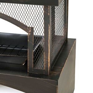 Chimenea Rectangular Metálica para Exteriores de 37 Pulgadas con Función de Leña, Almacenamiento de Leña Integrado, Bronce Cepillado - Product Image 6