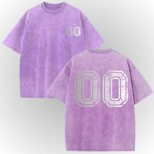 T-shirts surdimensionnés 100% coton délavés à l'acide, col rond, streetwear, manches courtes, impression personnalisée, t-shirts pour hommes - Product Image 1