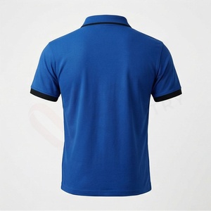 เสื้อโปโลแขนสั้นสีน้ำเงินสำหรับผู้ชาย ผ้าโพลีเอสเตอร์ถัก 100% ระบายอากาศได้ดี ดีไซน์เรียบง่าย สวมใส่สบาย ทรงปกติ - Product Image 2