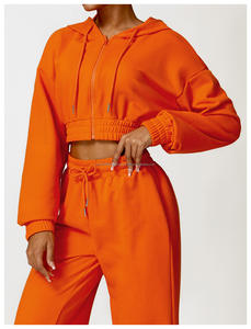 Chaqueta informal de manga larga con logotipo personalizado para mujer, sudaderas con capucha deportivas para gimnasio y entrenamiento con cremallera completa para mujer - Product Image 3