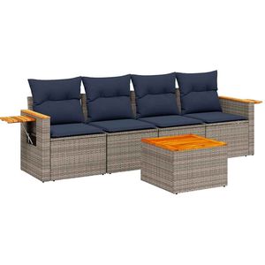 Juego de sofás de patio de ratán sintético gris de 5 piezas con cojines, sofás de jardín, solo para EE. UU. - Product Image 2