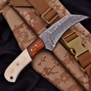 Premium High Carbon Damascus Steel Straight Edge Multifunctional Hunting Camping <b>Knife</b> Full Tang Blade with <b>Bone</b> <b>Handle</b> - Product Image 3
