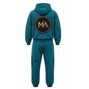 Ensemble de survêtement rose à capuche 100% coton avec fermeture éclair intégrale, poche avant et patch brodé appliqué 480 g/m² - Product Image 4