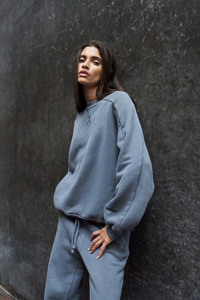 Sudadera Oversize de Cuello Redondo para Mujer, Manga Larga, Color Sólido, Tejido de Algodón y Fibra de Bambú, Transpirable, para Otoño - Product Image 3