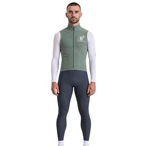 Chaleco de Ciclismo sin Mangas para Hombre, Color Verde Salvia, con Cierre Completo, Resistente al Viento, para Ciclismo de Carretera - Product Image 1