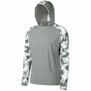Sweat-shirt à capuche camouflage pour homme, manches longues raglan, séchage rapide, tricoté, coupe classique, décontracté, pour l'été - Product Image 1
