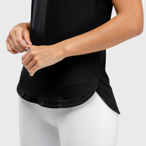 Camiseta sin Mangas Negra para Mujer, Cuello Redondo, Tejida, Transpirable, Estilo Minimalista, Largo Regular, Color Sólido, Ropa Deportiva - Product Image 3