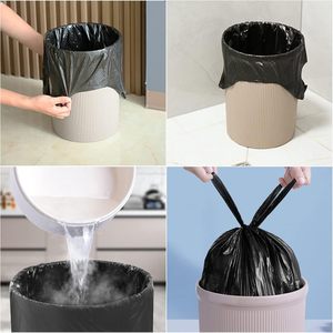 Bolsas de basura portátiles con asa, bolsas de basura desechables gruesas para el hogar, organizador de residuos, color negro - Product Image 6