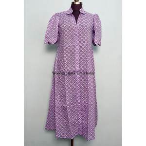 Vestido Mini Tipo Canguro 100% Algodón para Mujer, Estampado Floral Hecho a Mano, Estilo Dulce, Casual, para Uso Diario o Fiestas, Corte en A - Product Image 3