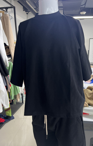 <b>Men's</b> Oversized Black <b>Turtleneck</b> T-Shirt Plus Size Streetwear Knitted Cotton Solid Color Loose Fit Boxy Cut <b>Top</b> - Product Image 2