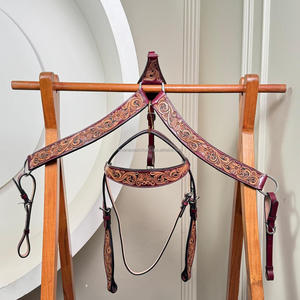 Ensemble de serre-tête et collier de poitrine en cuir usiné à la main personnalisé Western Horse Tack Set pour Cowboy Rodeo Trail Riding & Equestrian Gear - Product Image 4