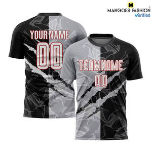 Uniforme de Fútbol Personalizado con Diseño de Graffiti en Blanco, Negro, Gris y Rojo, Sublimado, Transpirable, para Expresar tu Estilo en el Campo - Product Image 6