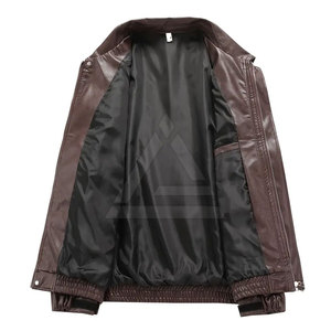 <b>Men</b> <b>Leather</b> Bomber <b>Jacket</b> Stylish Genuine <b>Leather</b> <b>Jacket</b> With Rib Knit Collar Front Zip And Comfortable Everyday Wear - Product Image 4