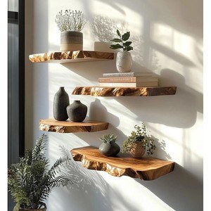 Estante de Pared de Madera de Teca con Marcos para Fotos |   Estante de Exhibición de Madera Hecho a Mano al por Mayor - Product Image 2