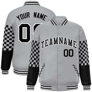OEM Private Label Men's Custom Logo Canvas Stand Collar Varsity <b>Jacket</b> with Front Logo Position and Custom Fabric - Product Image 1