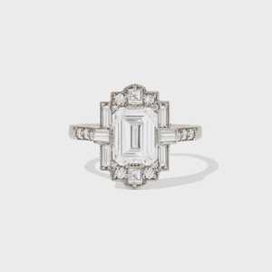 2mm Art Deco Engagement <b>Ring</b> 14K Solid Gold <b>Emerald</b> Princess Baguette Round Lab Grown Diamond Luxury Wedding Anniversary Jewelry - Product Image 3