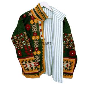 <b>ART</b>&<b>ART</b> Eco-friendly Breathable Quick Dry Mandarin Collar Quilted Jacket Red Floral Embroidery Ethnic Winter Women's Coat - Product Image 3