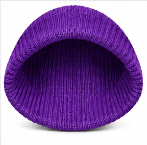 Gorro de Punto Acanalado Morado Unisex, Gorro de Invierno de Color Sólido Tejido a Máquina - Product Image 6