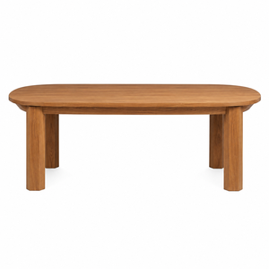 Modern Scandinavian <b>Solid</b> Teak <b>Wood</b> <b>Dining</b> <b>Table</b> Ergonomic Sculpted Seat Waterproof Eco-Friendly Durable 8-Seater Home - Product Image 1