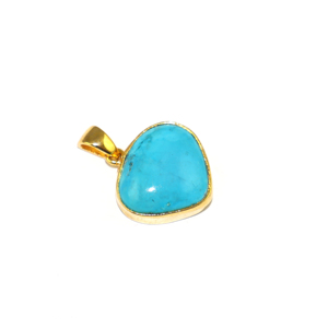 Colgante de Turquesa con Engaste de Bisel Chapado en Oro, Estilo Clásico Solitario, Joyería para Mujer y Niña, Venta al por Mayor a Granel - Product Image 3