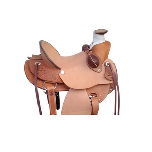 Selle de cheval Western Wade Tree en cuir pleine fleur bruni, sculptée à la main avec motifs floraux, assise profonde et rigide, sangles Latigo - Product Image 3