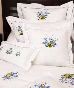 Custom Wholesale Embroidery Blue Flower & Bow Home Duvet Cover Sets Cotton Machine-washable Hemstitch <b>Bedding</b> Sets Home Wedding - Product Image 4